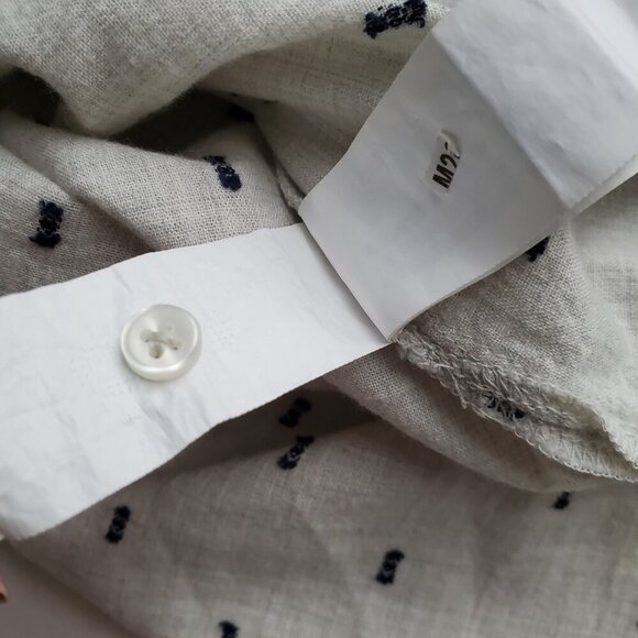 ZARA Boho Embroidered Peasant Top Unbleached Cotton with Navy Blue Stitching XL - Picture 11 of 16